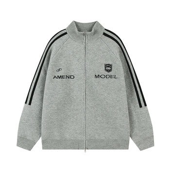 Badge embroidered stand collar cardigan sweater for men in autumn and winter Badge embroidered stand collar cardigan sweater for men in autumn and winter