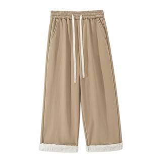 Retro winter velvet thickened casual pants for men and women trendy brand