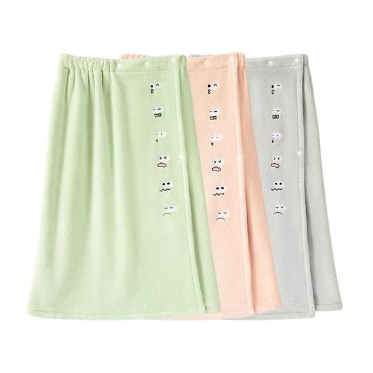 三利X哇塞蛙联名浴巾女可穿可裹浴裙可爱浴袍式干发帽发带三件套