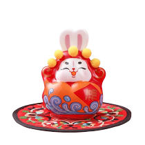 National trend ceramic Rabbit Year of the Rabbit mascot ornaments Old Beijing Mid-Autumn Festival decorative gifts clay sculpture small gifts abroad