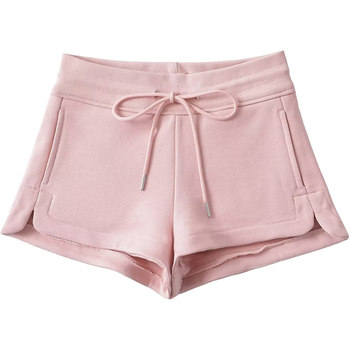 American High Street Style Drawstring Elastic Waist Low-Rise Side Slit Sports Shorts for Women, Summer Long-Leg Hot Pants for Women