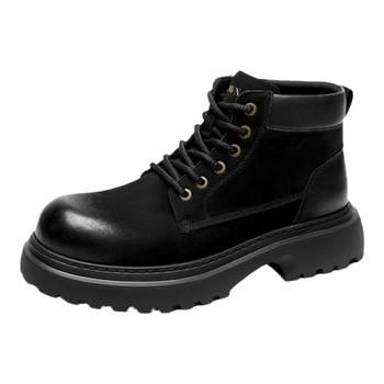 Crown winter high-top leather boots for men with warm thick soles