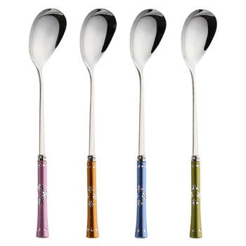304 stainless steel household long handle spoon mixing spoon high-value children's spoon coffee spoon internet celebrity cherry blossom spoon