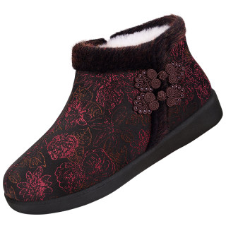 老北京布鞋女冬加绒加厚羊毛高帮鞋防滑保暖中老年妈妈棉鞋奶奶鞋