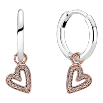 Pandora Pandoras dazzling hand-painted love earrings 925 silver female cute niche design high-end