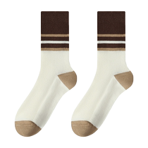 Socks womens mid-calf socks winter pure cotton anti-odor sweat-absorbent boneless striped embroidery winter womens sports socks trendy
