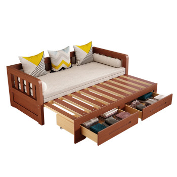 Solid wood sofa bed can be folded, push, pull, sit and lying for both Solid wood sofa bed can be folded, push, pull, sit and lying for both