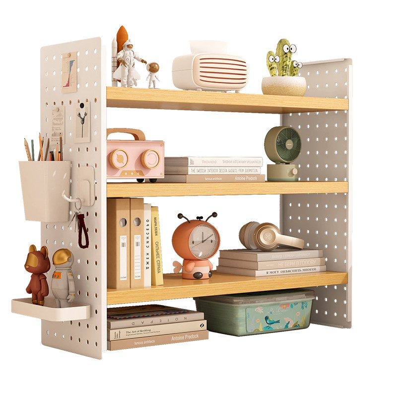 Perforated board desktop storage rack bookshelf