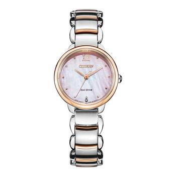 Japanese casual style mother-of-pearl kinetic energy ladies watch
