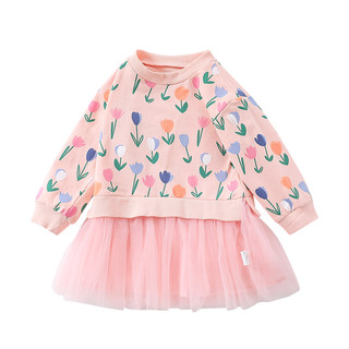 女童连衣裙春秋季新款童装洋气针织纱裙儿童宝宝裙子中小童卫衣裙