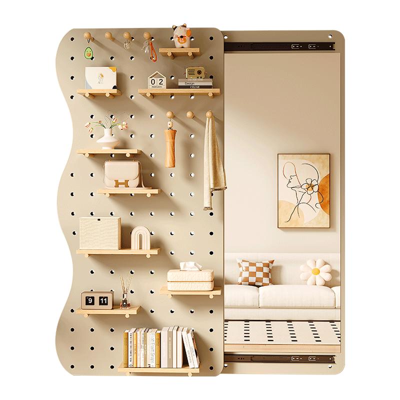 Installation-free solid wood core hole board dressing mirror comes with accessories