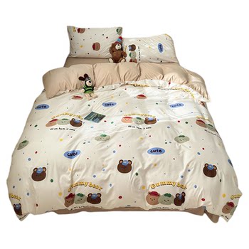 Class a bedding four-piece set pure cotton new style bed sheet quilt cover student dormitory bed three-piece fitted sheet set 4