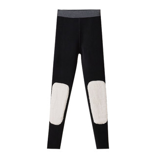 Sheep wool knee pads and waist leggings for women 2025 winter new style plus velvet and thickened high waist cold-resistant and warm woolen long johns
