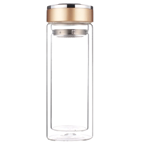 Double-layer glass custom-made thickened tea cup with lid custom advertising cup printed gift cup logo gift cup