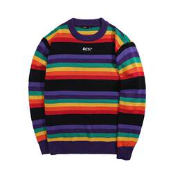 GxxH ຜູ້ຊາຍຂະຫນາດໃຫຍ່ pullover ຄໍຮອບ rainbow ບວກກັບໄຂມັນ oversized sweater ຜູ້ຊາຍໄຂມັນ sweater ບາດເຈັບແລະ sweater ຜູ້ຊາຍໄຂມັນ