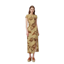 Fabrique new Chinese style plate buckle landscape horse print dress women 2024 summer new cheongsam dress