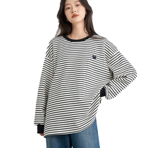 October mommy pregnant women striped embroidered love sweatshirt spring and autumn new loose and comfortable belly-covering top autumn clothing