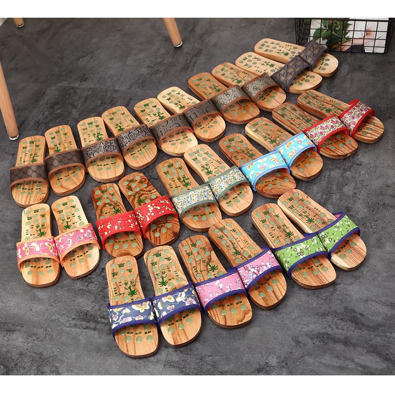 Wooden Slippers, Wooden Clogs for Women, Casual Wooden Slippers, Massage Wooden Shoes for Men and Women, Fashionable Couple Wooden Shoes, Summer Trendy One-Strap Sandals