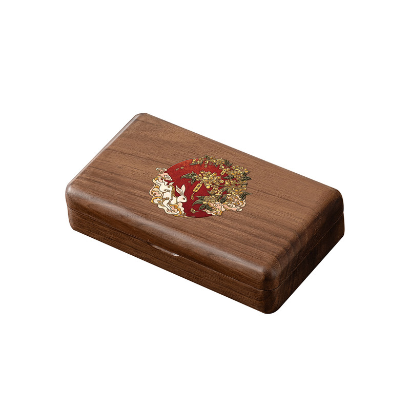 Solid wood gold jewelry storage box portable storage box