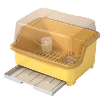 Dish drain rack with lid insect-proof cupboard