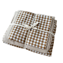 Four-piece bed sheet set solid color washed cotton bedding quilt cover bed quilt cover student dormitory single bed three-piece set 4