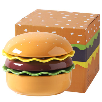 Kawashimaya Hamburger Cutlery Set for One Person, Creative Dinner Plate Set, Flavored Plate, Birthday Gift for Girls