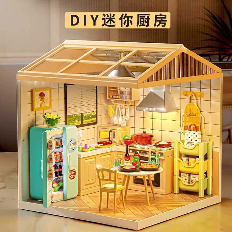 Kulba, villa, kichik konstruktor, uy, o'g'il va qiz bolalar uchun o'yinchoq, DIY uy, Tug'ilgan kun sovg'asi