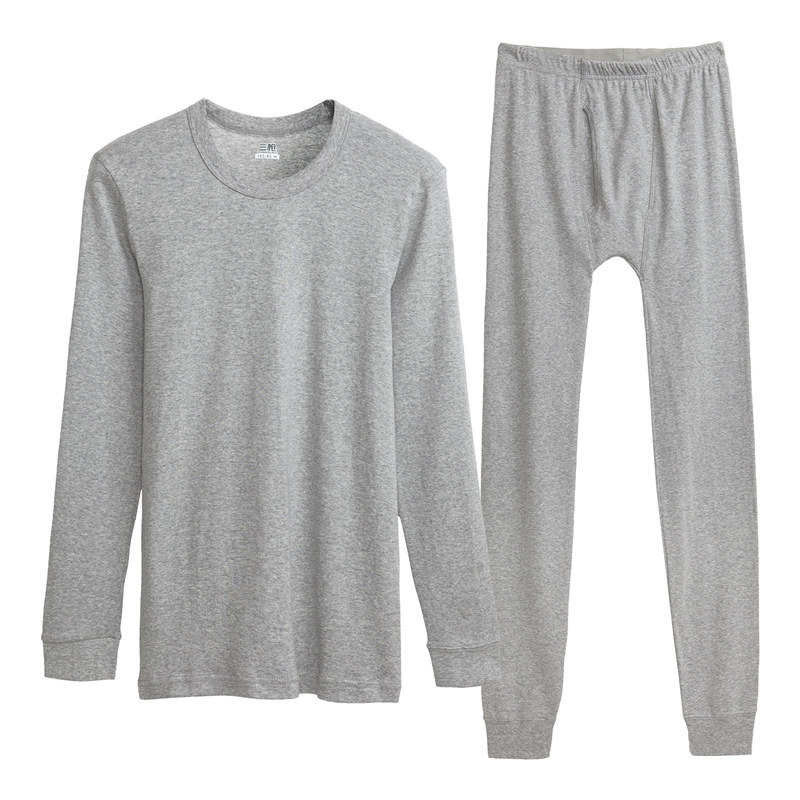 三枪内衣女纯棉秋衣秋裤棉毛衫裤基础薄款全棉圆领保暖内衣套装男