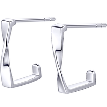 Lukfook Jewelry Twisted Geometric Platinum Earrings Glossy Pt950 Platinum Earrings for Women Priced EFPTBE0005