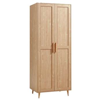 Lin's Nordic style ໄມ້ແຂງ wardrobe master bedroom home solid wood wardrobe 2024 ເຟີນິເຈີຕູ້ສອງປະຕູໃຫມ່