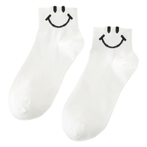 Smiling face socks womens mid-calf socks Korean version college style personality cute spring autumn Japanese style summer three-dimensional thin socks trendy