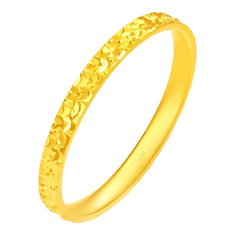 Chow Tai Fook crushed ice crushed gold gold flashing fish scale gold ring female proposal ring EOF1216 gift