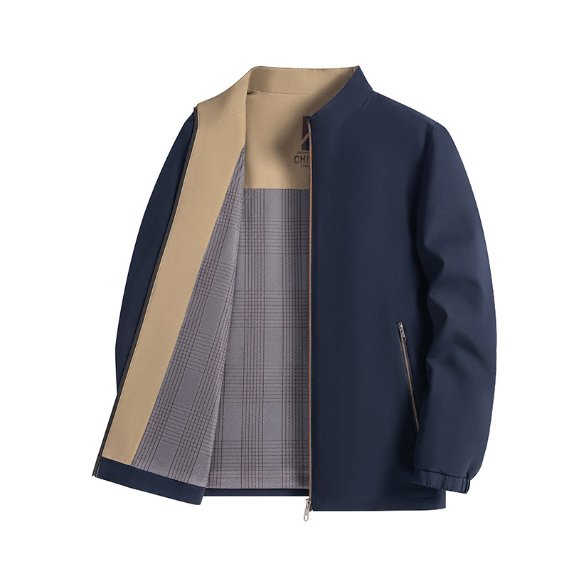 Classic car middle-aged and elderly men's stand-up collar jacket autumn and winter business casual executive windproof jacket dad top