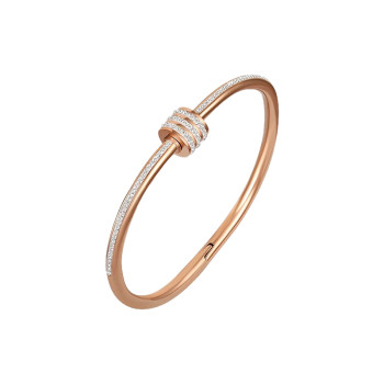 Rose gold titanium steel bracelet women's high-end bracelet light luxury niche zircon bracelet plain ring bracelet hand jewelry