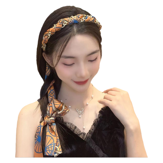 Retro chain headband palace satin fabric headband