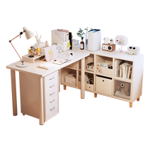 Computer desk bedroom L-shaped desk bookcase integrated ins style semi-surrounded makeup table student home writing desk table