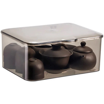 Tea set storage box with lid dustproof tea cups