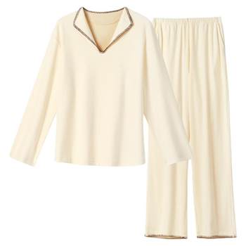 Ubras cheese velvet embroidered lapel pullover suit