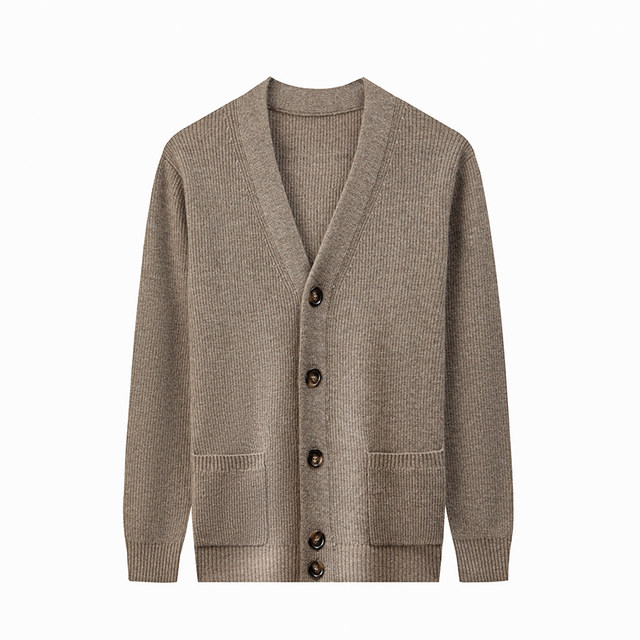 Pierre Cardin cashmere cardigan men's V-neck jacket