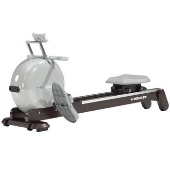 Head rowing machine magnetically controlled double track