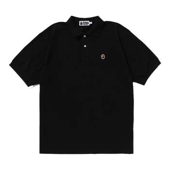 BAPE men's spring and summer ape head embroidered badge solid color short-sleeved shirt POLO 112005K