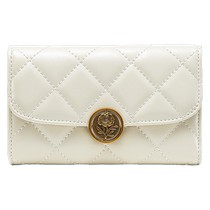 VH womens bag fashion rose wallet rhombus wallet bag temperament clutch bag multi-card slot card holder cowhide coin purse