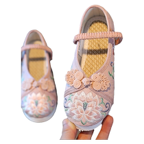 Ancient style cloth shoes old Beijing girls Chinese style childrens embroidered shoes costume embroidered cheongsam Hanfu shoes