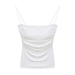 2024 ໃຫມ່ພາກຮຽນ spring ແລະ summer niche ຄົນອັບເດດ: temperament slim hot girl style ບາງ shoulder inner wear pleated vest suspender ສໍາລັບແມ່ຍິງ