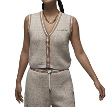 Jordan Nike womens jacket casual wool knitted embroidered logo breathable sports single vest FV7114-133