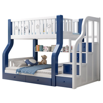 All solid wood bunk bed with large storage and thickened bunk bed