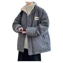 Corduroy Jinjiang cotton clothing mens winter 2023 new plus velvet thick cotton clothing trendy brand cotton jacket bread work jacket