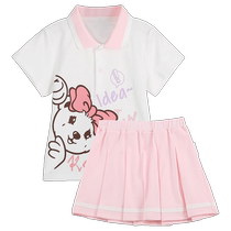 TeenieWeenie Kids bear childrens clothing baby girl summer sweet pleated skirt college style suit