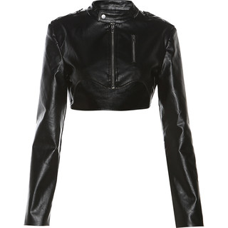 Jacket short pu leather zipper design