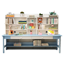 Guidian solid wood double desk bookshelf integrated study desk computer desk home bedroom primary and secondary school student writing desk